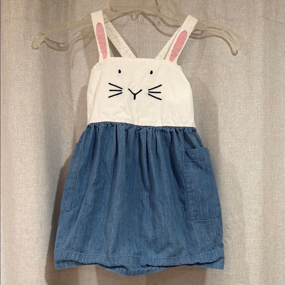 Adorable Bunny Denim Dress for Kids